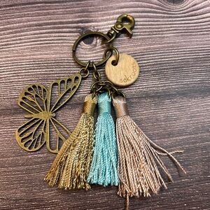 Sakroots Butterfly Charm Key Holder with Tassels
